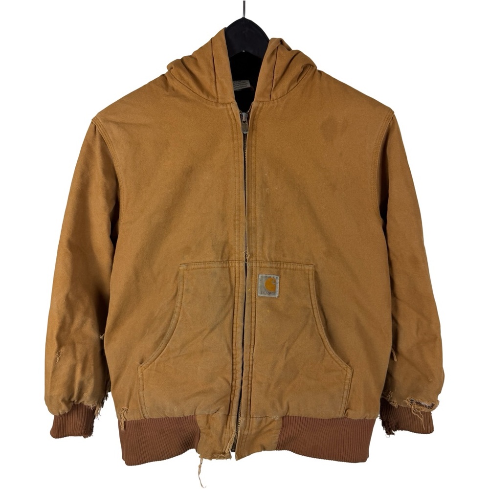 Youth Boys Carhartt Distressed Workwear Full Zip Active Tan Jacket Size M